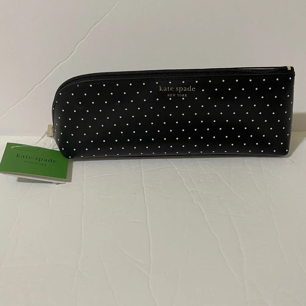 Kate Spade Black & White Polka Dot Pencil Case with Accessories - NWT**